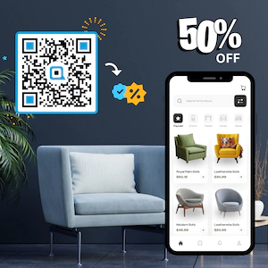 QR code on a promotional flyer offering a discount coupon